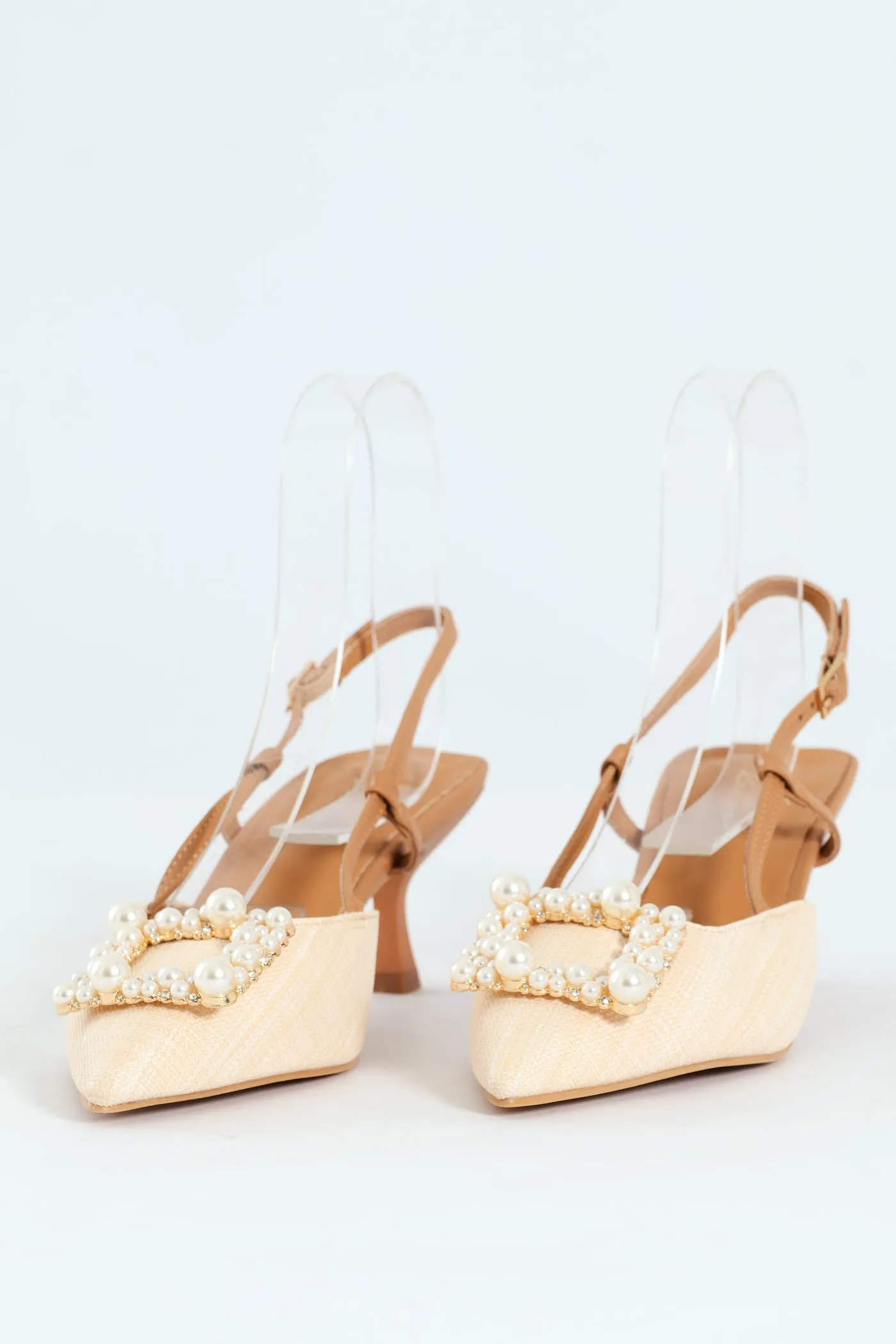 Raffia Slingback With Diamante Kitten Heel - Off White sold by Edgars product image thumbnail 4