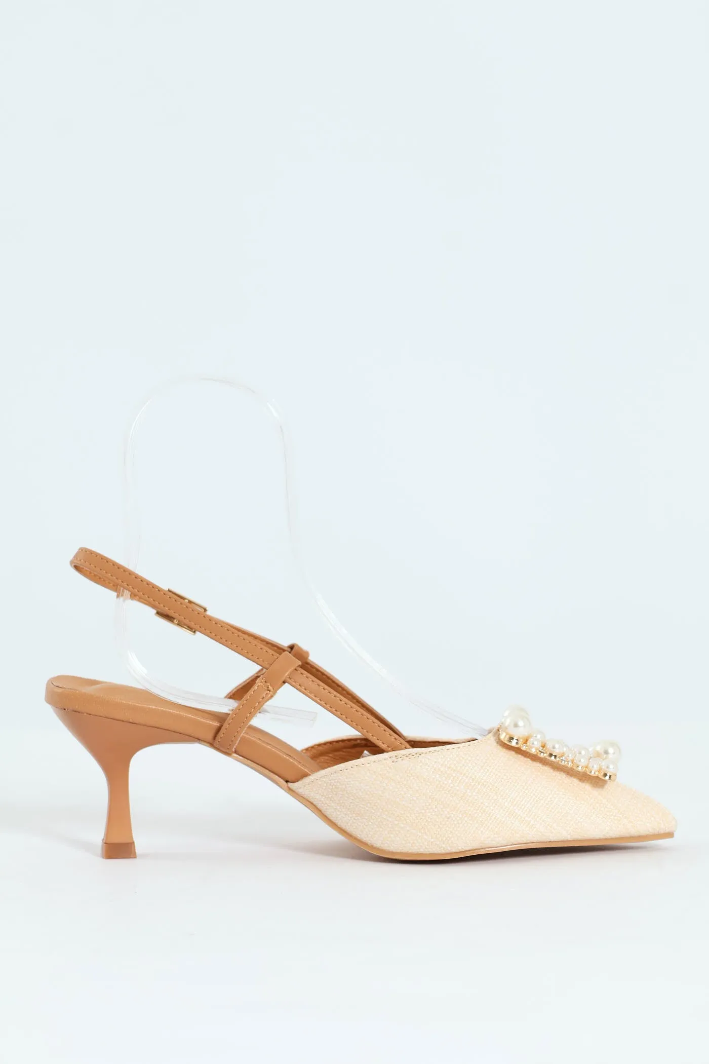 Raffia Slingback With Diamante Kitten Heel - Off White sold by Edgars product image thumbnail 5