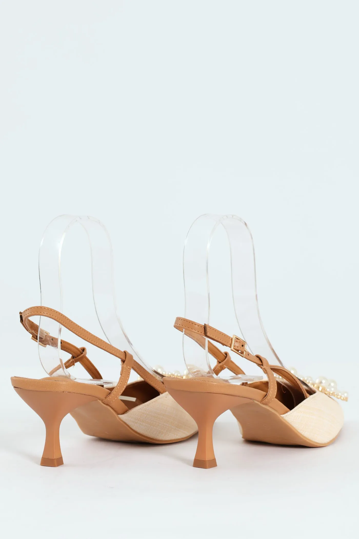 Raffia Slingback With Diamante Kitten Heel - Off White sold by Edgars product image thumbnail 3