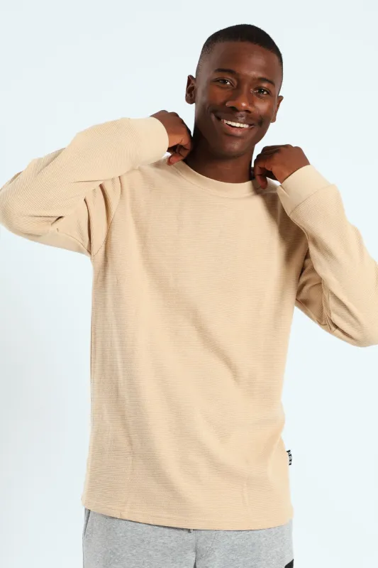 Long Sleevge Ottomon Crew Tee - Stone sold by Edgars