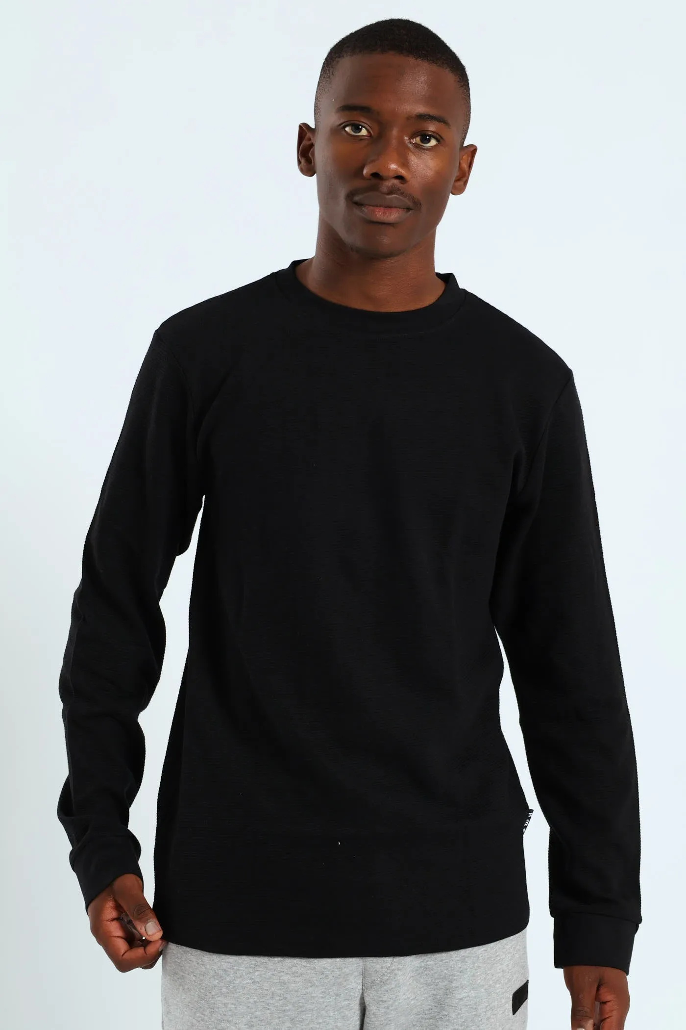 Long Sleevge Ottomon Crew Tee - Black sold by Edgars