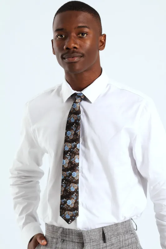 Floral Tie - Navy sold by Edgars