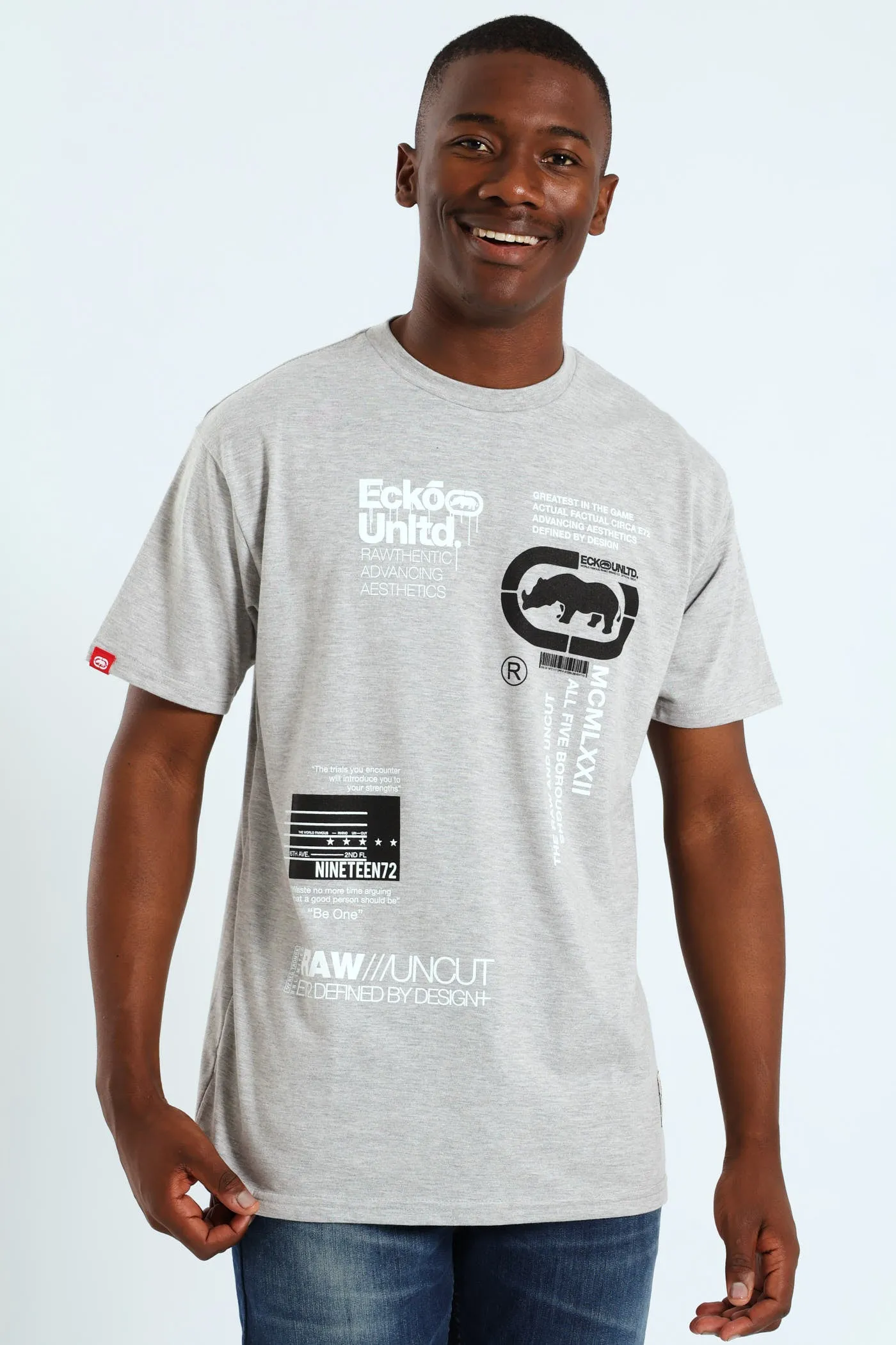 All Direction Print Tee - Grey Melange sold by Edgars
