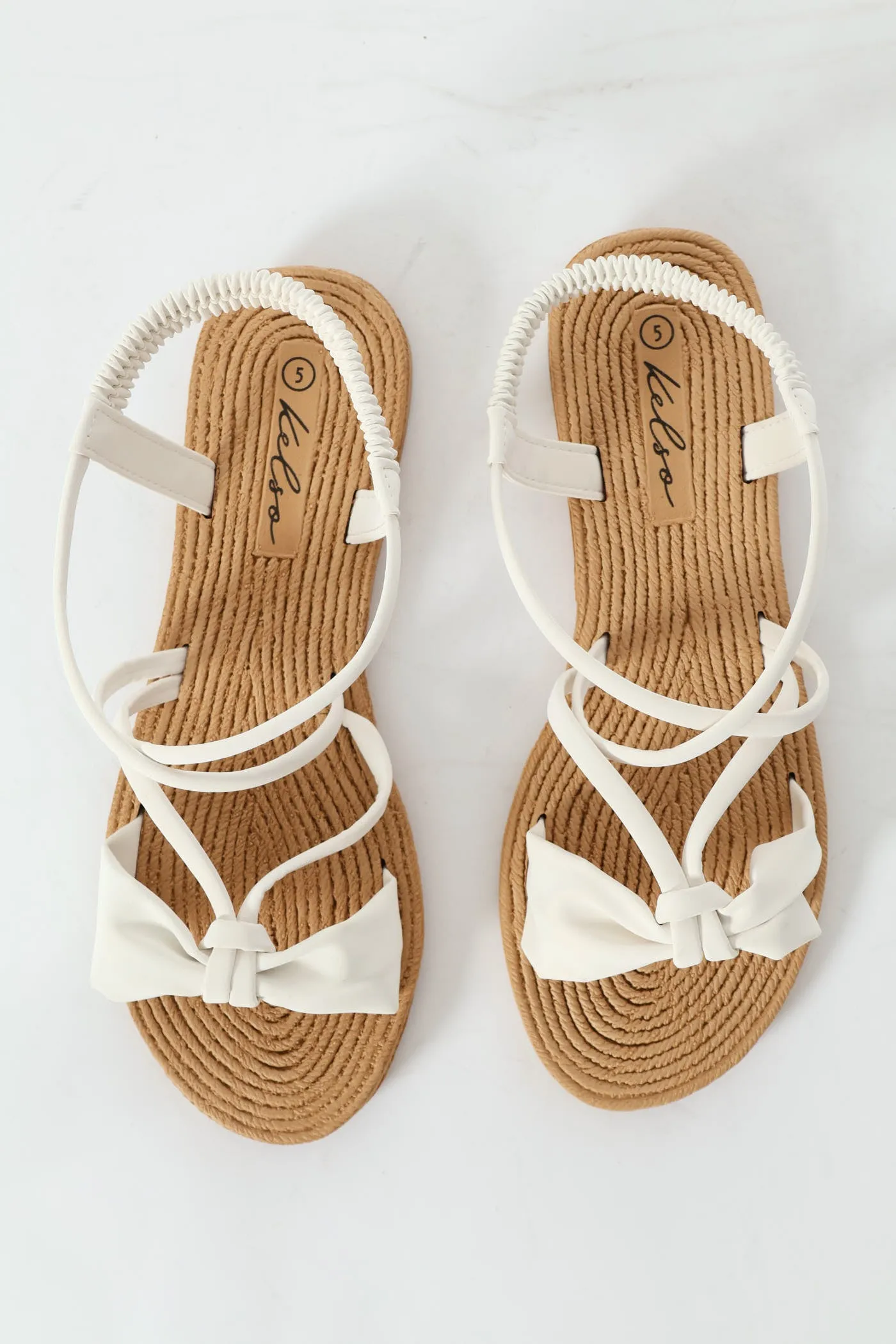 Elasticated Bow Slingback Sandal - Off White sold by Edgars