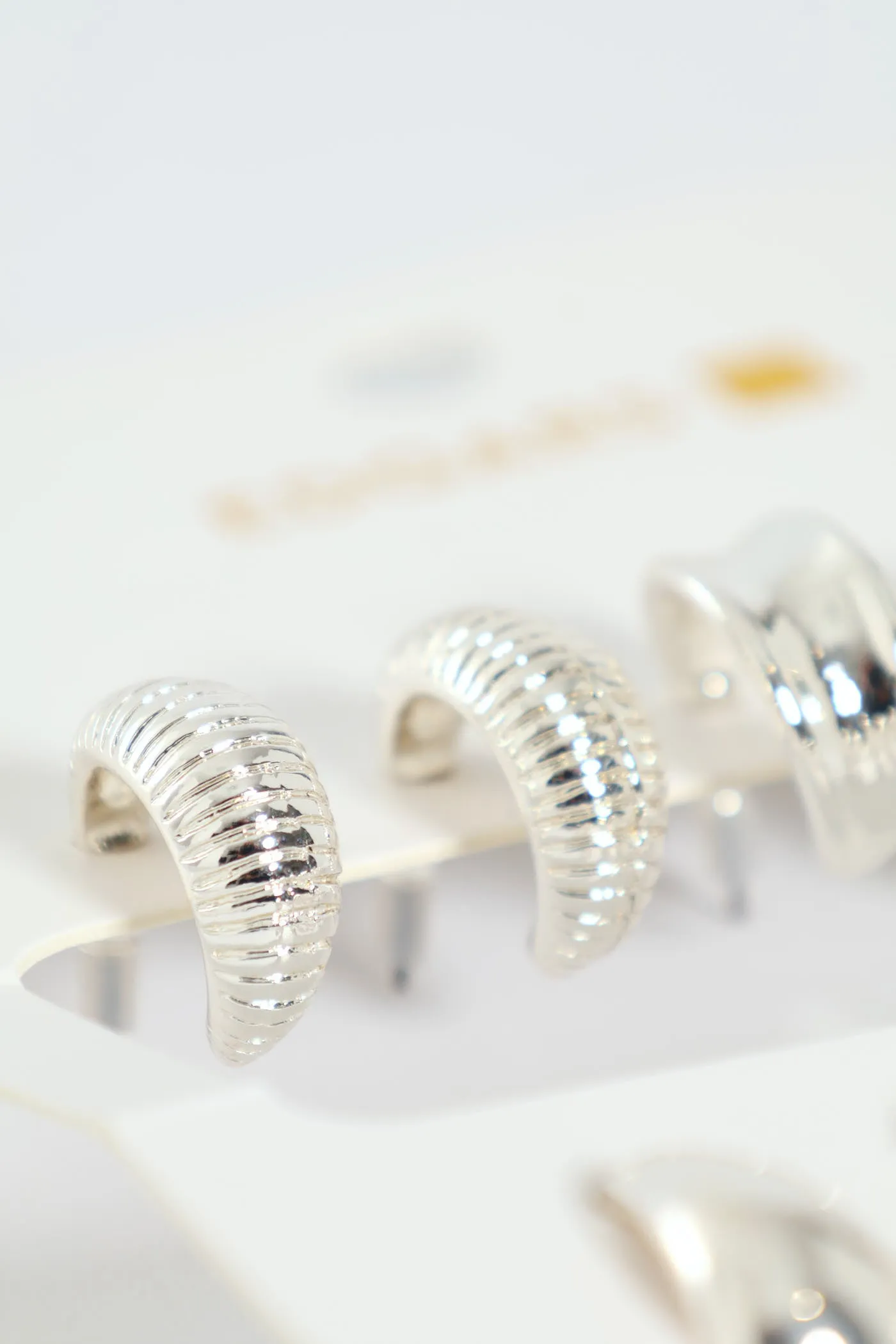 6 Pack Text Hoop Earrings - Silver sold by Edgars product image thumbnail 2