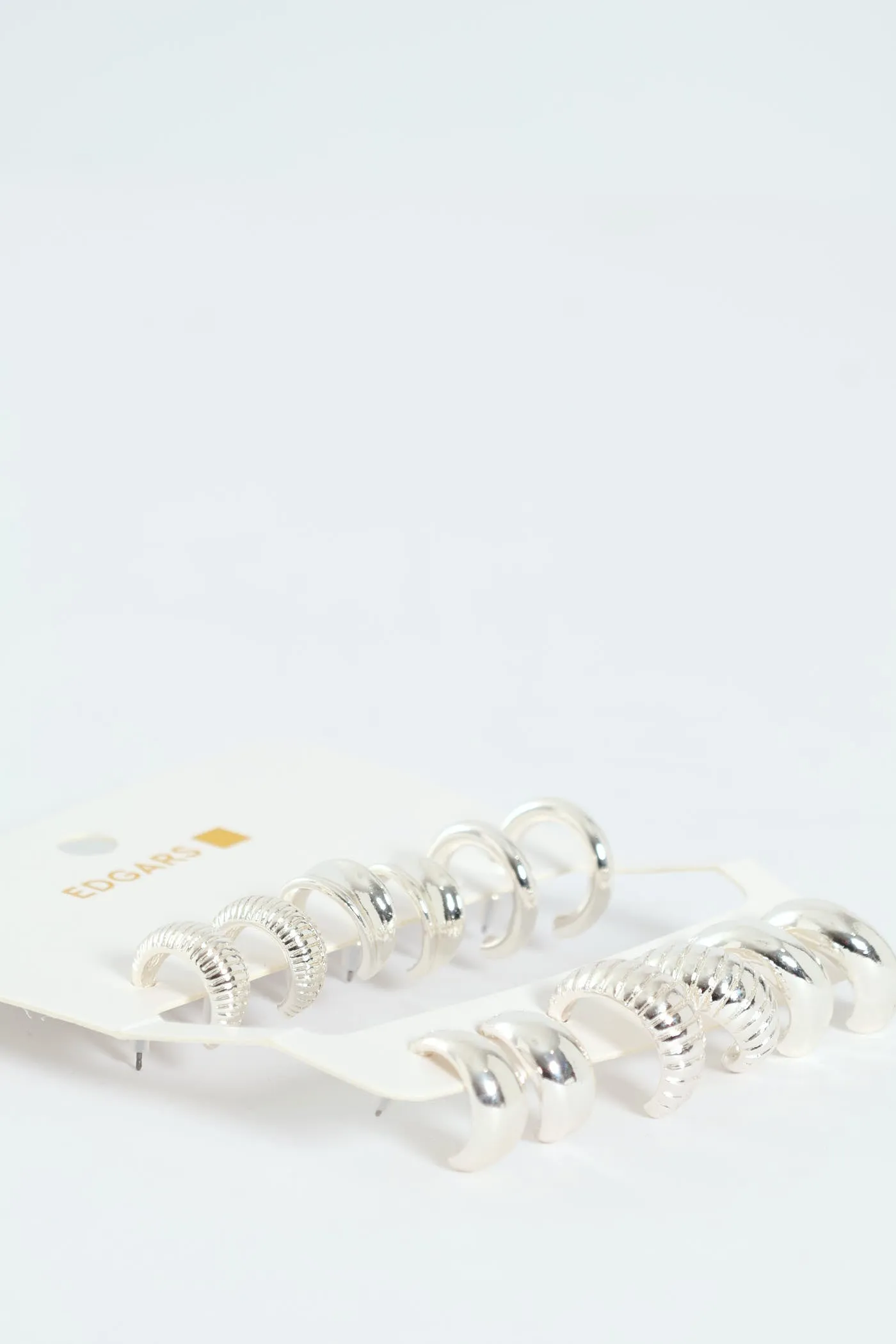 6 Pack Text Hoop Earrings - Silver sold by Edgars product image thumbnail 3