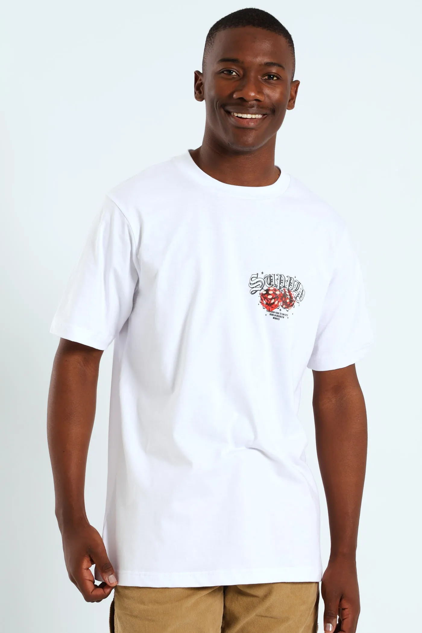 Dice Print Front & Back Tee - White sold by Edgars