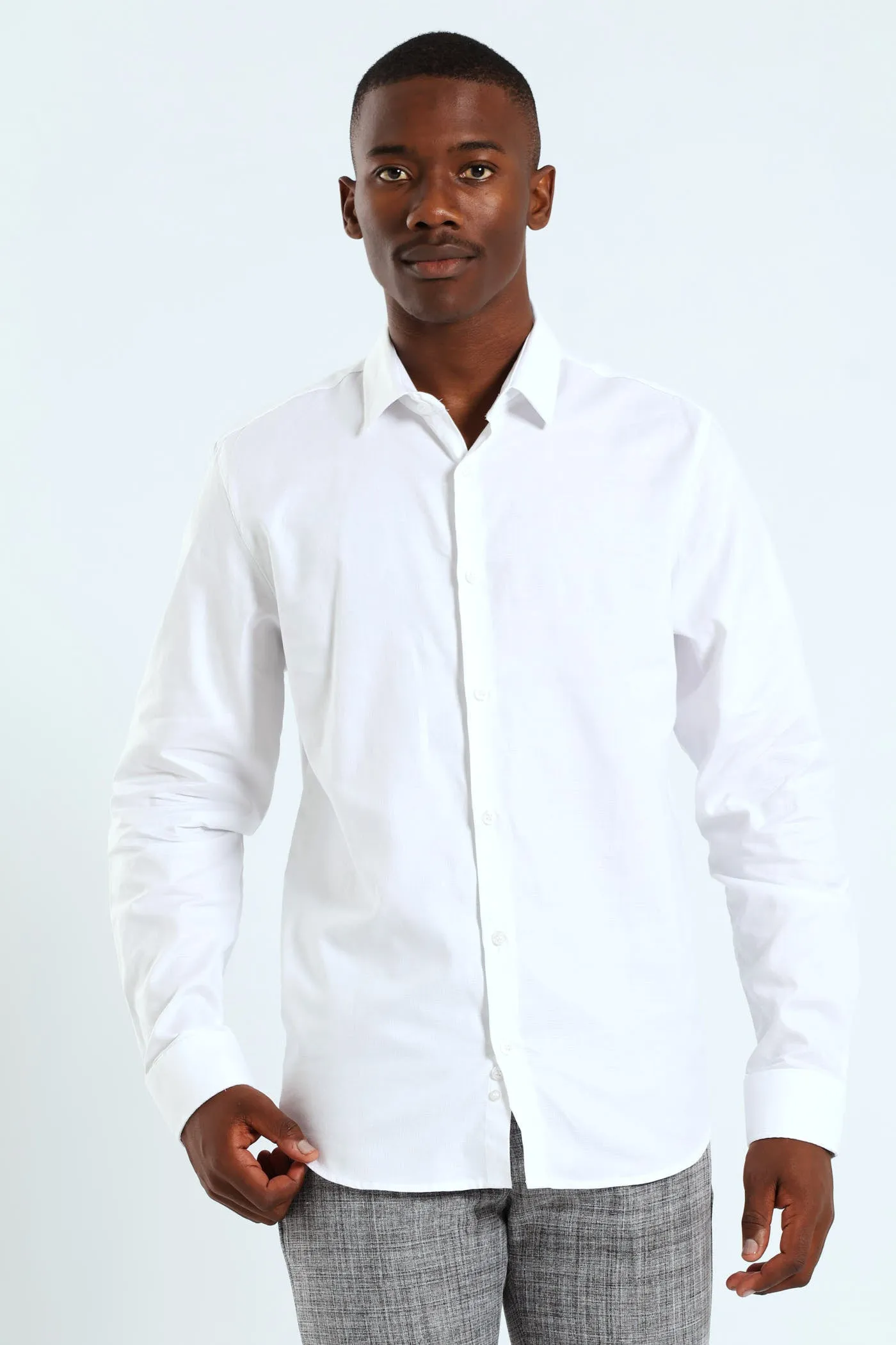 Slim Tonal Textured Long Sleeve Shirt - White sold by Edgars product image thumbnail 2
