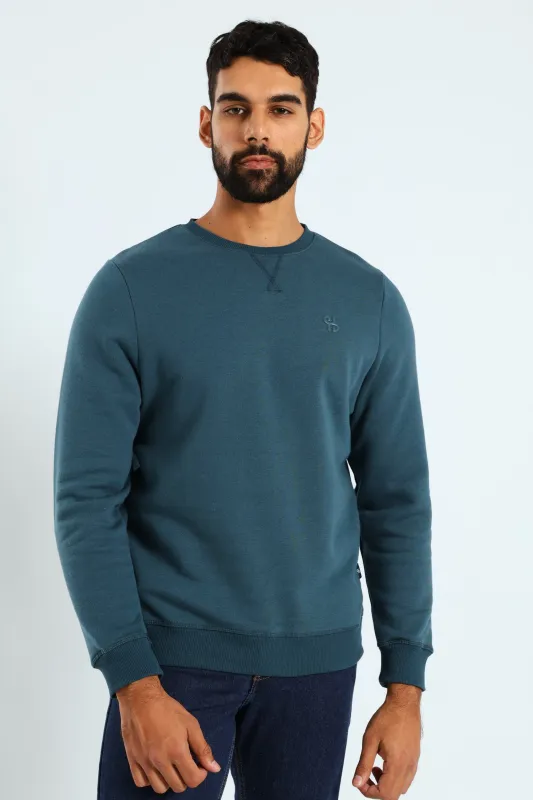 Plain Crew Fleece Sweat Top - Teal sold by Edgars