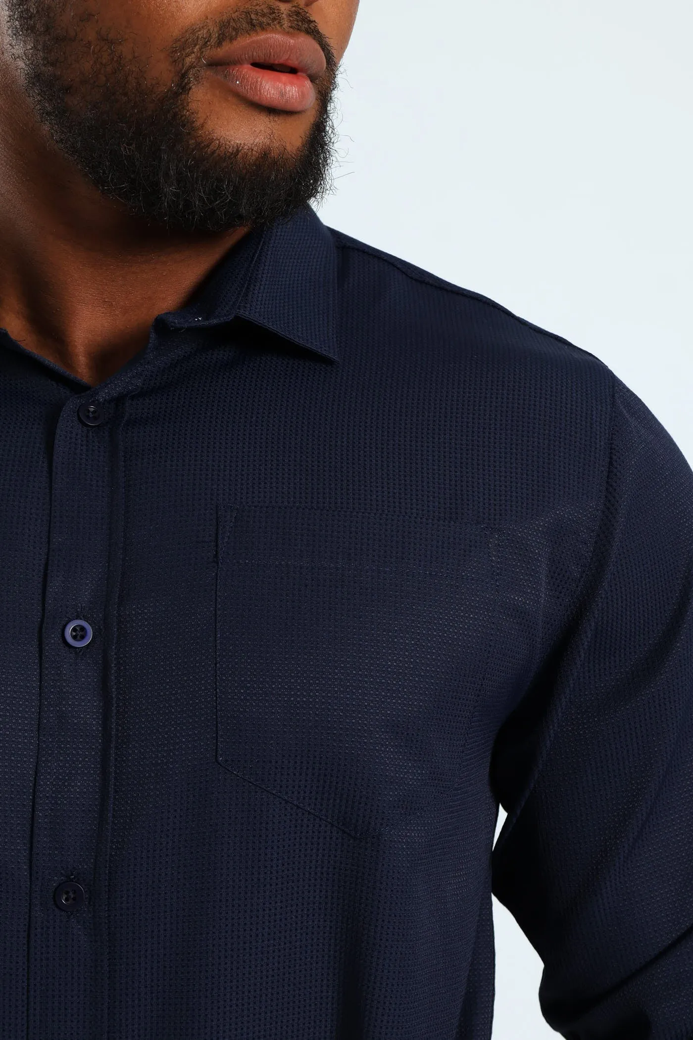 Textured Long Sleeve Shirt - Navy sold by Edgars product image thumbnail 2