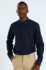 Slim Textured Long Sleeve Shirt - Navy sold by Edgars