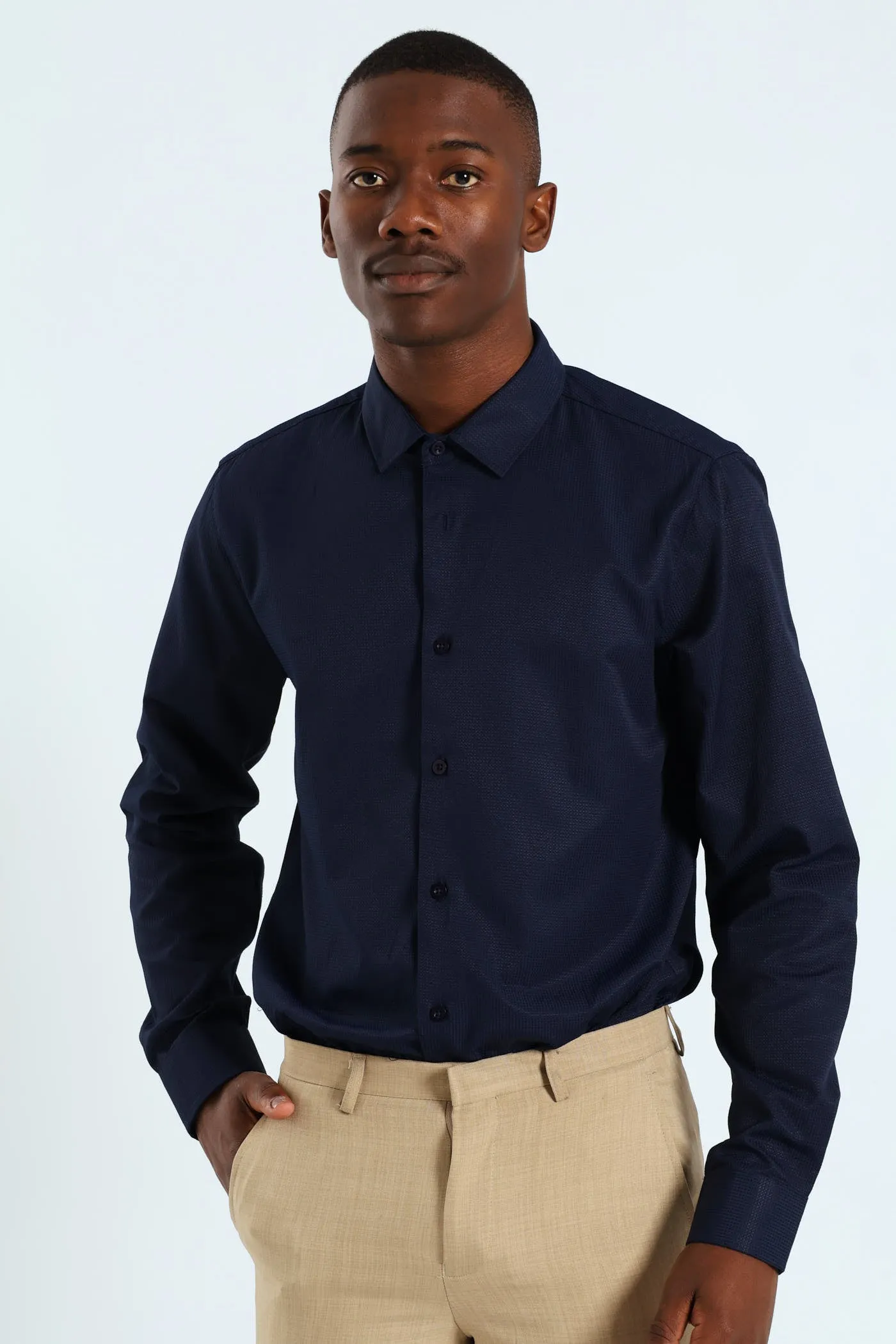 Slim Textured Long Sleeve Shirt - Navy sold by Edgars product image thumbnail 2