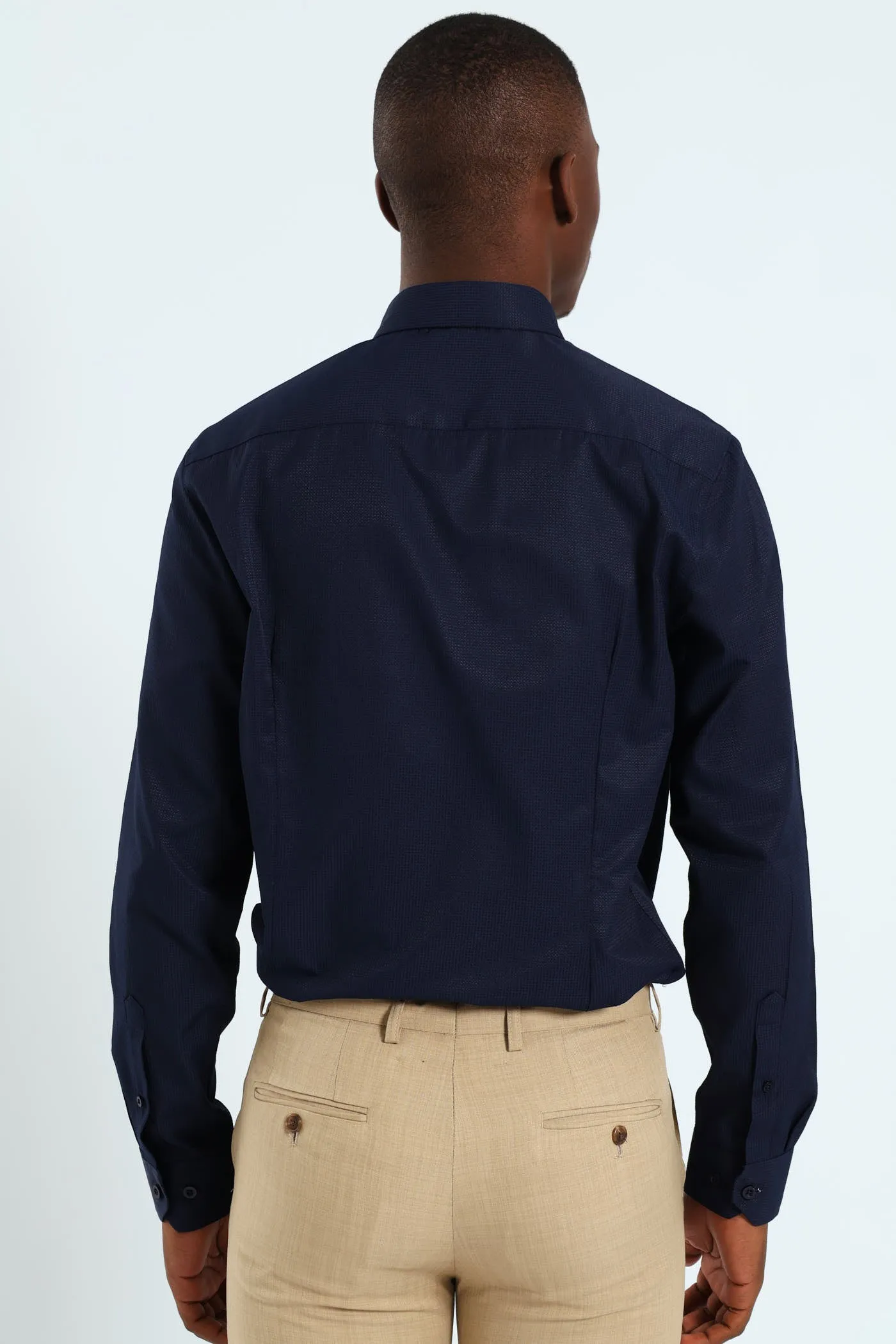 Slim Textured Long Sleeve Shirt - Navy sold by Edgars product image thumbnail 3