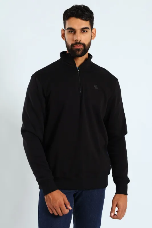 1/4 Zip Fleece Sweater - Black sold by Edgars 