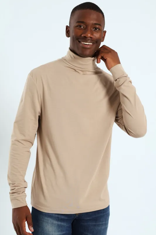Long Sleeve Rollneck Tee - Stone sold by Edgars 