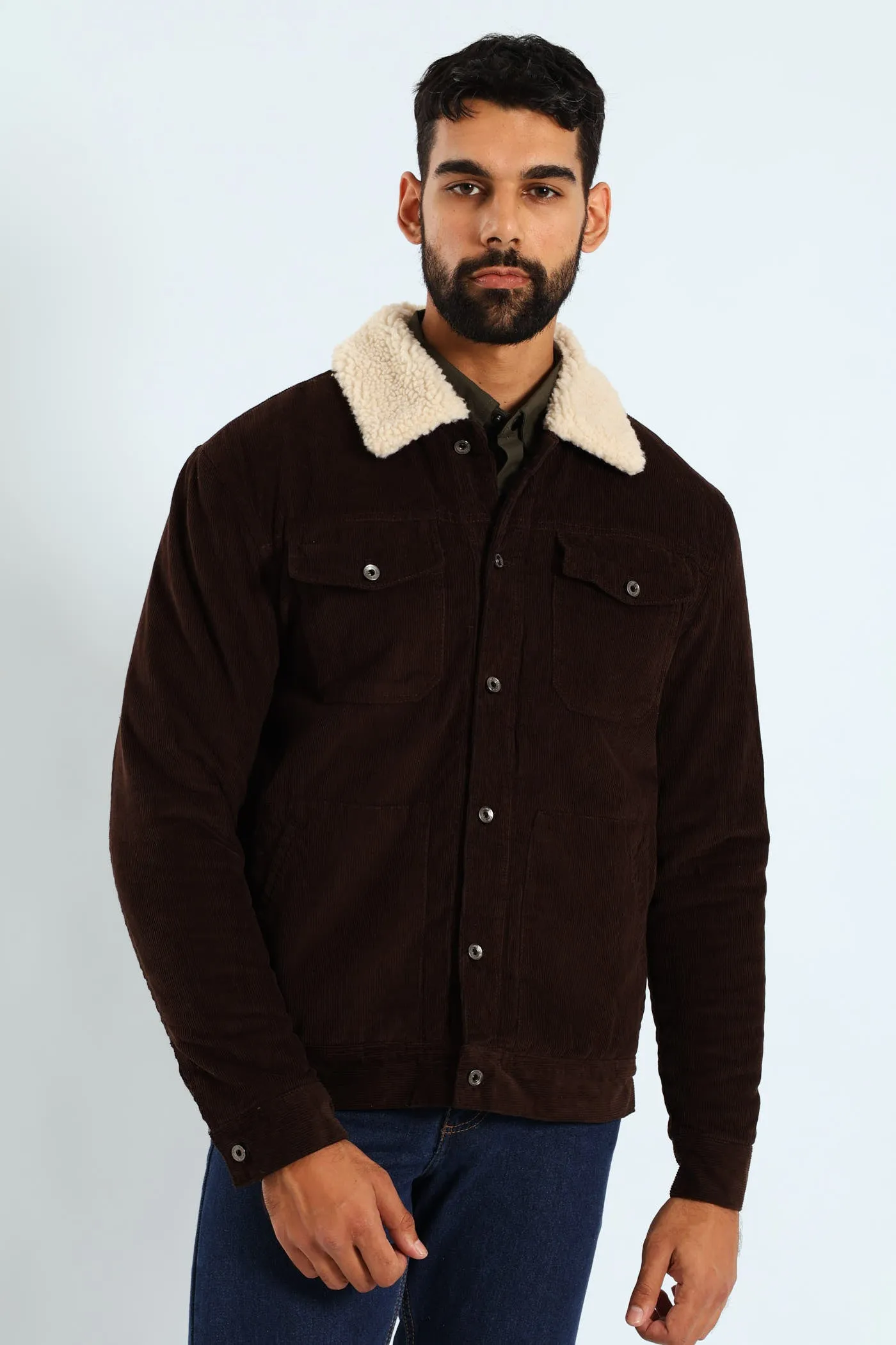Corduroy Sherpa Trucker Jacket - Chocolate sold by Edgars product image thumbnail 3