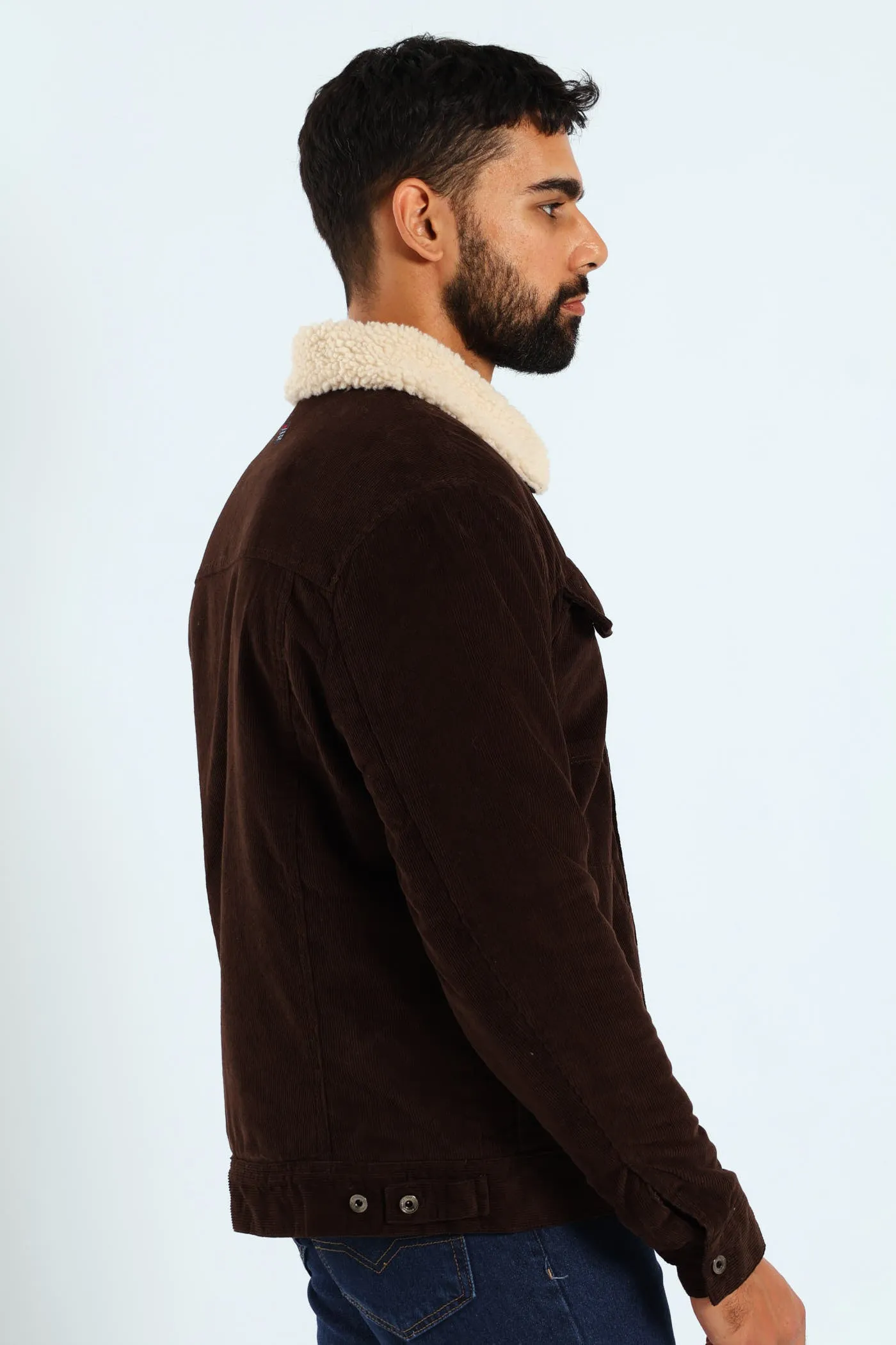 Corduroy Sherpa Trucker Jacket - Chocolate sold by Edgars product image thumbnail 5