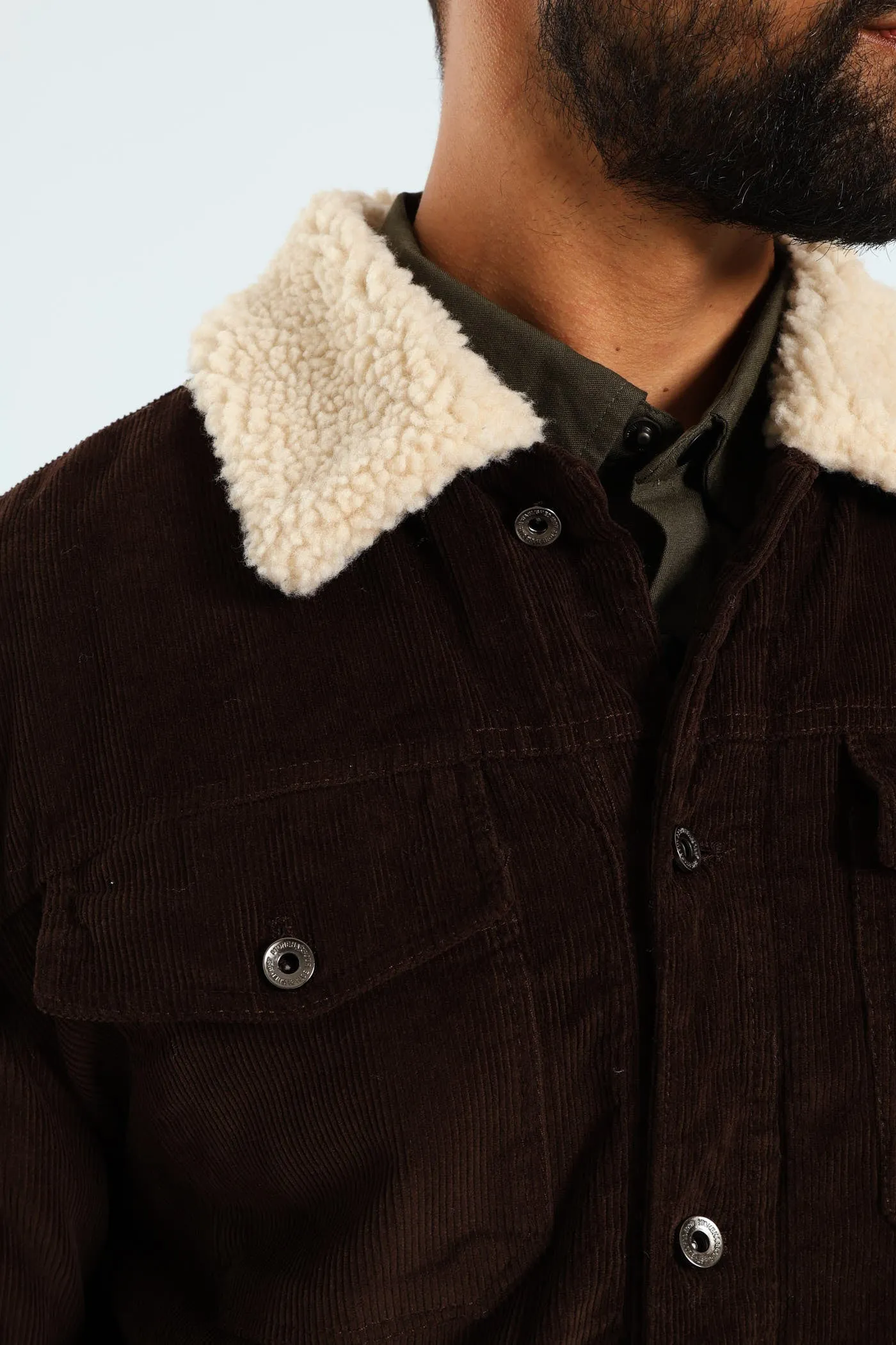Corduroy Sherpa Trucker Jacket - Chocolate sold by Edgars