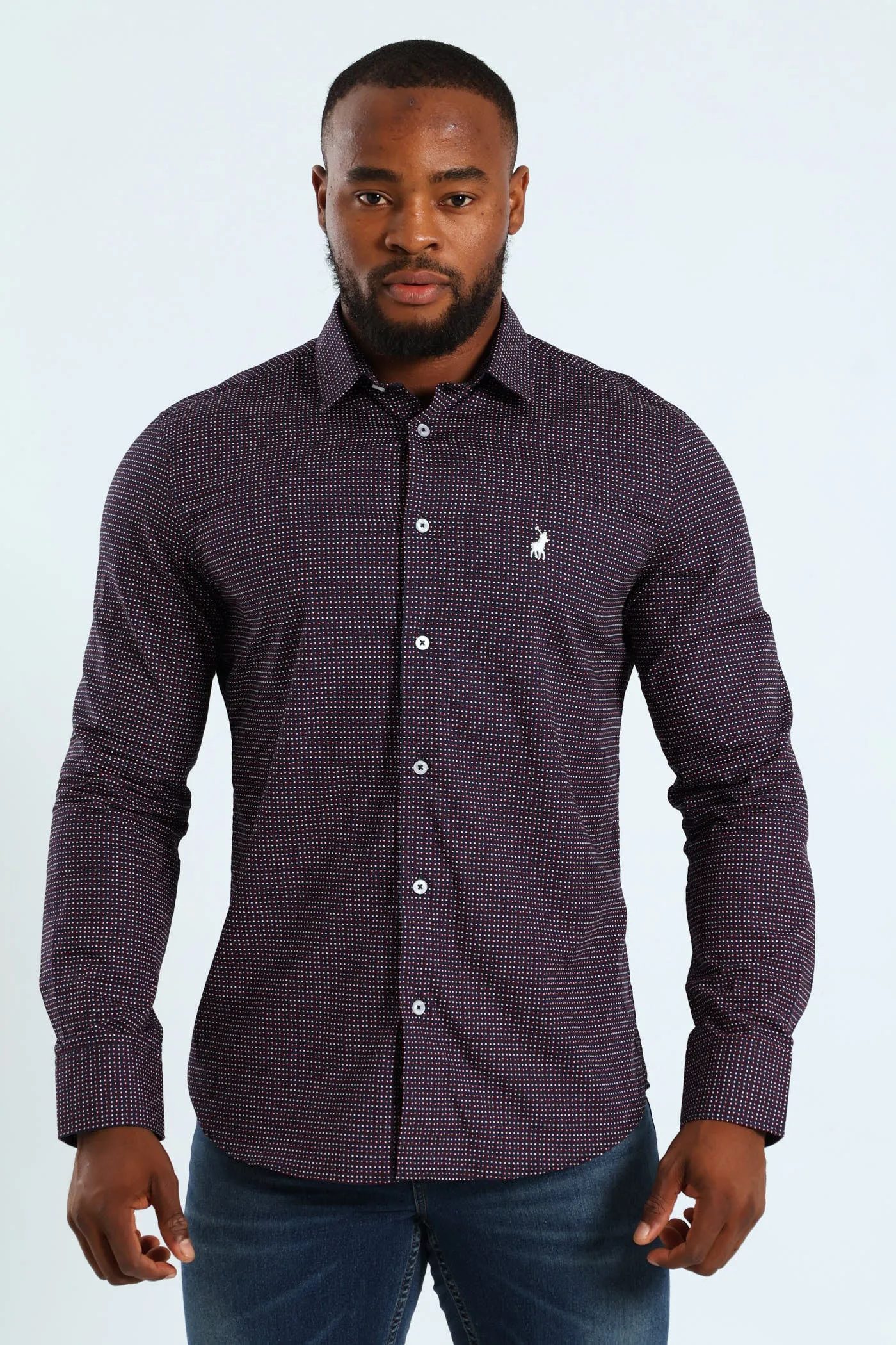 Maxim Long Sleeve Shirt - Navy sold by Edgars