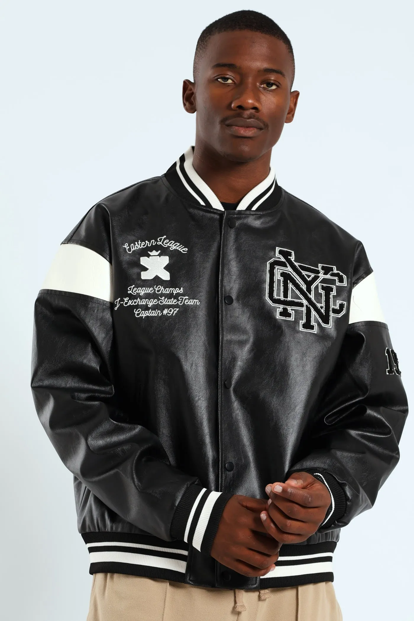 PU Baseball Jacket - Black sold by Edgars