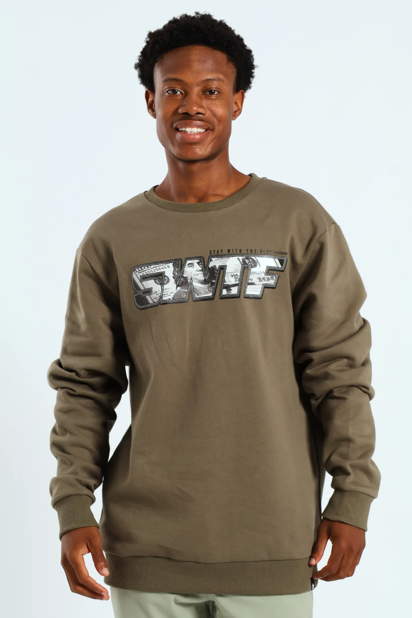 Print Fleece Crew Top - Khaki sold by Edgars