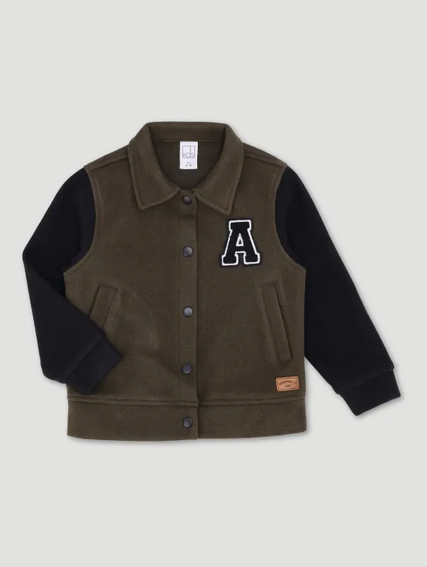 Pre-Boys Melton Bomber Jacket - Olive sold by Edgars