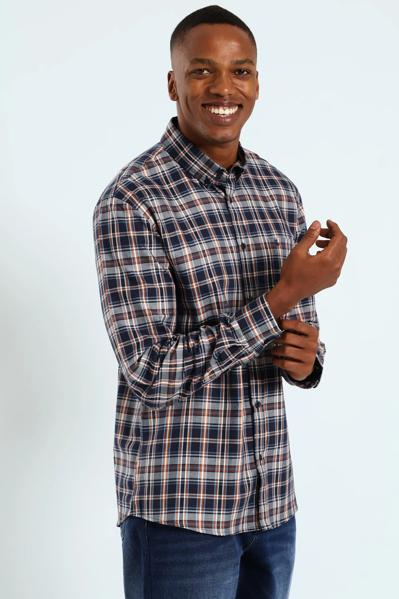 Long Sleeve Check Shirt - Navy sold by Edgars product image thumbnail 3