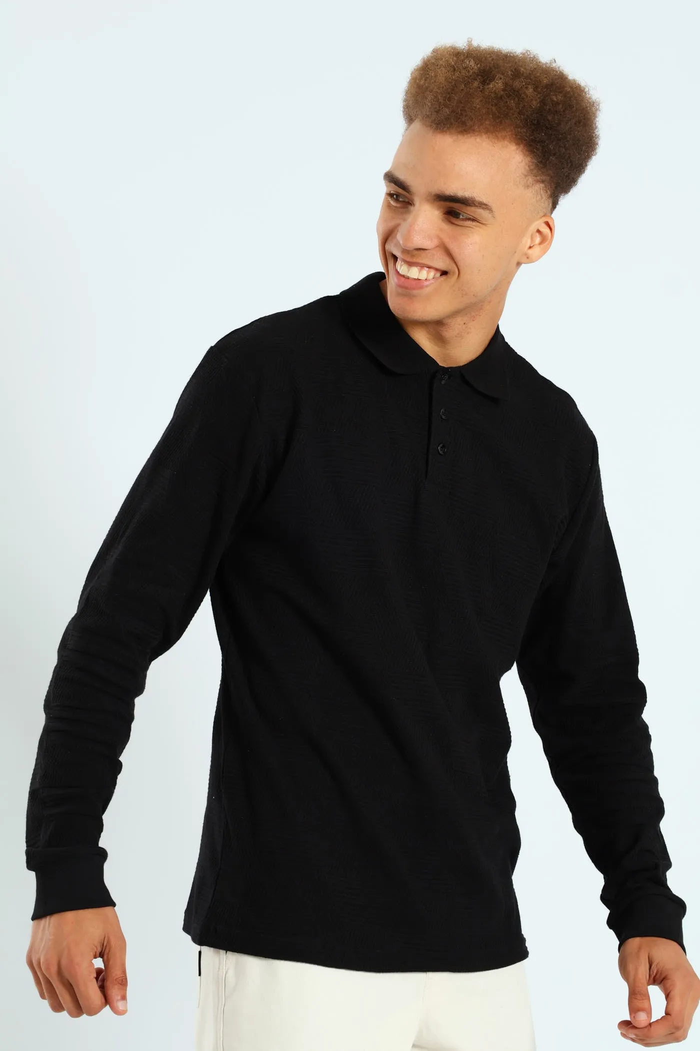 Long Sleeve Jacquard Golfer - Black sold by Edgars product image thumbnail 2