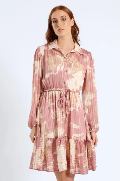 Button Through Tiered Floral Tea Dress - Pink sold by Edgars product image thumbnail 3