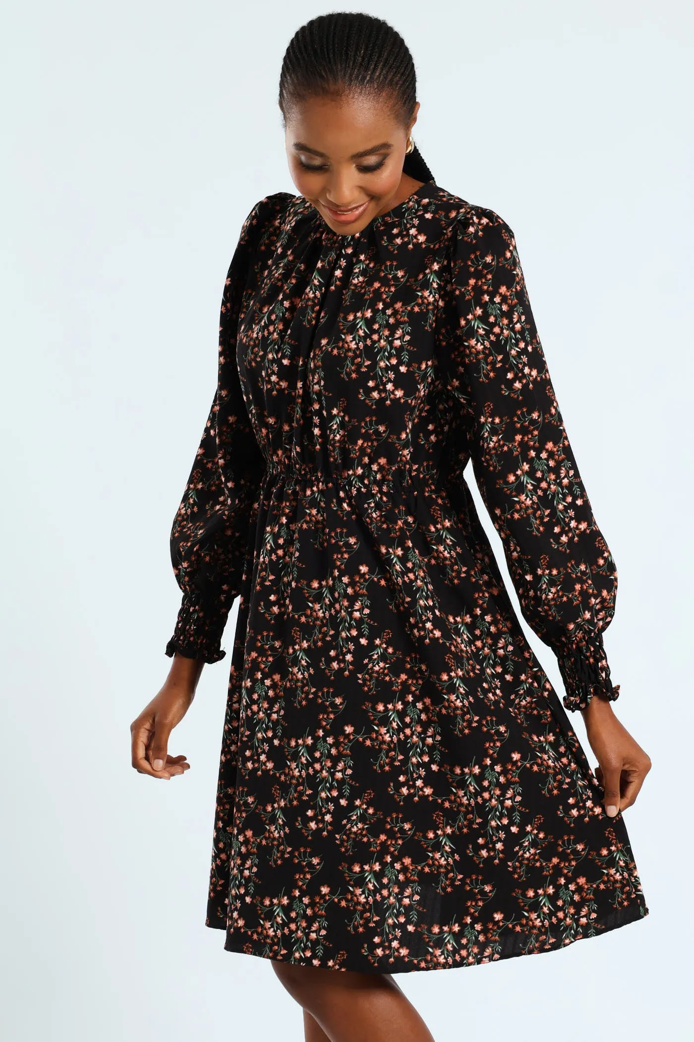 Shirred Cuff & Bodice Fit & Flare Dress sold by Edgars product image thumbnail 2