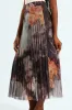 Abstract Pleated Mesh Midi Skirt - Pink sold by Edgars