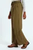 Paperbag Self Belt Wideleg Pant - Fatigue sold by Edgars