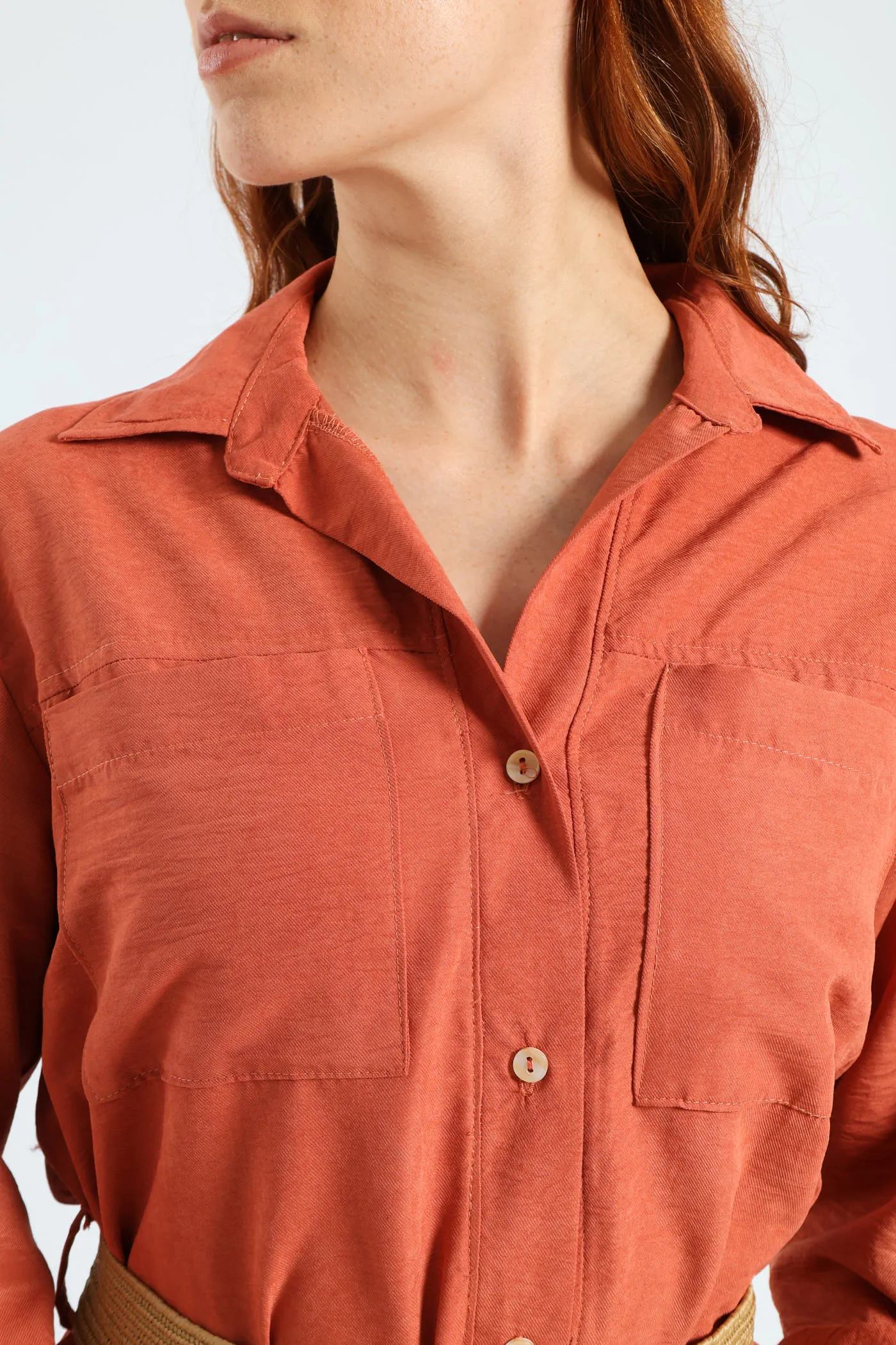 3/4 Sleeve Raffia Belt Midaxi Shirt Dress - Terracotta sold by Edgars product image thumbnail 5