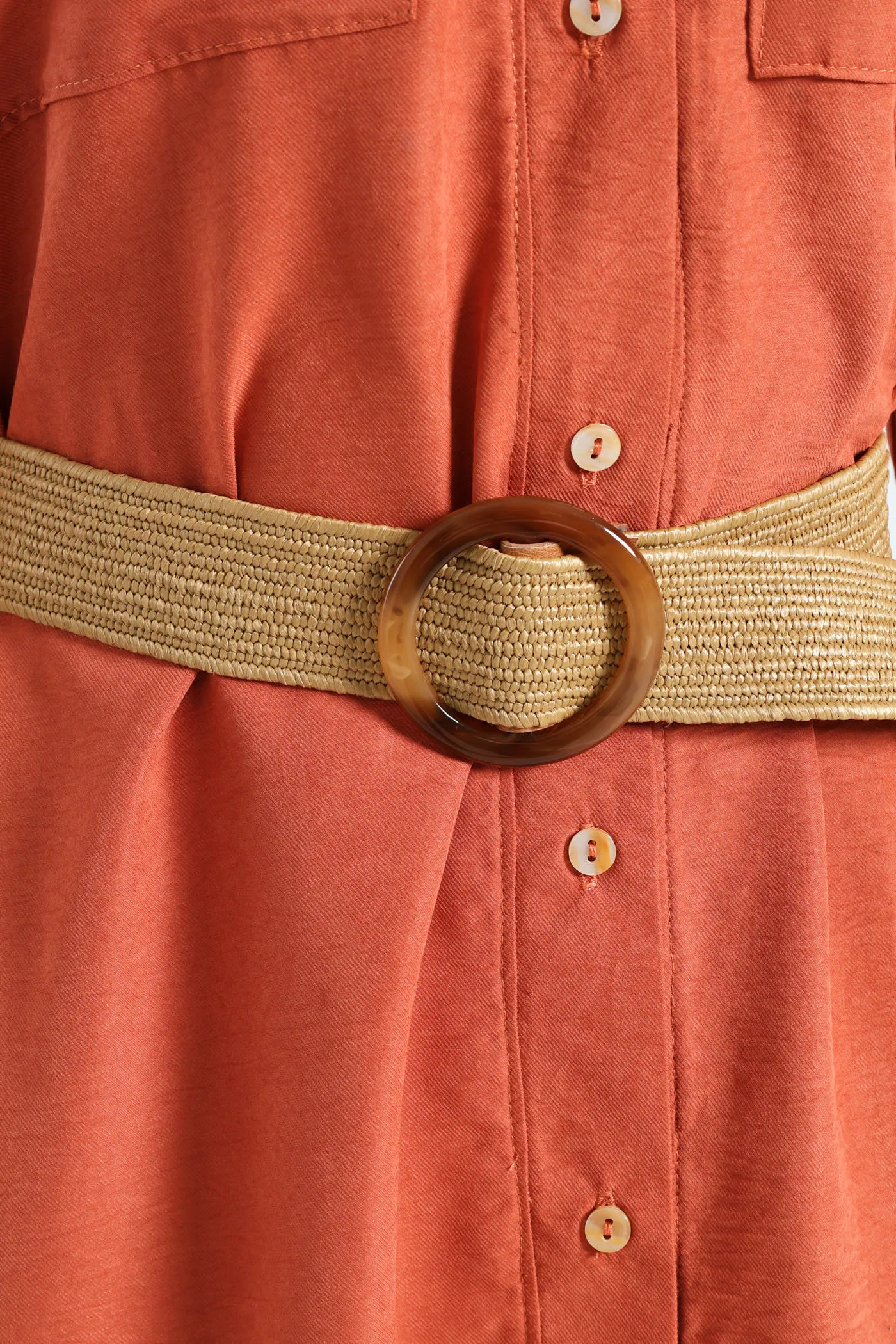 3/4 Sleeve Raffia Belt Midaxi Shirt Dress - Terracotta sold by Edgars product image thumbnail 4