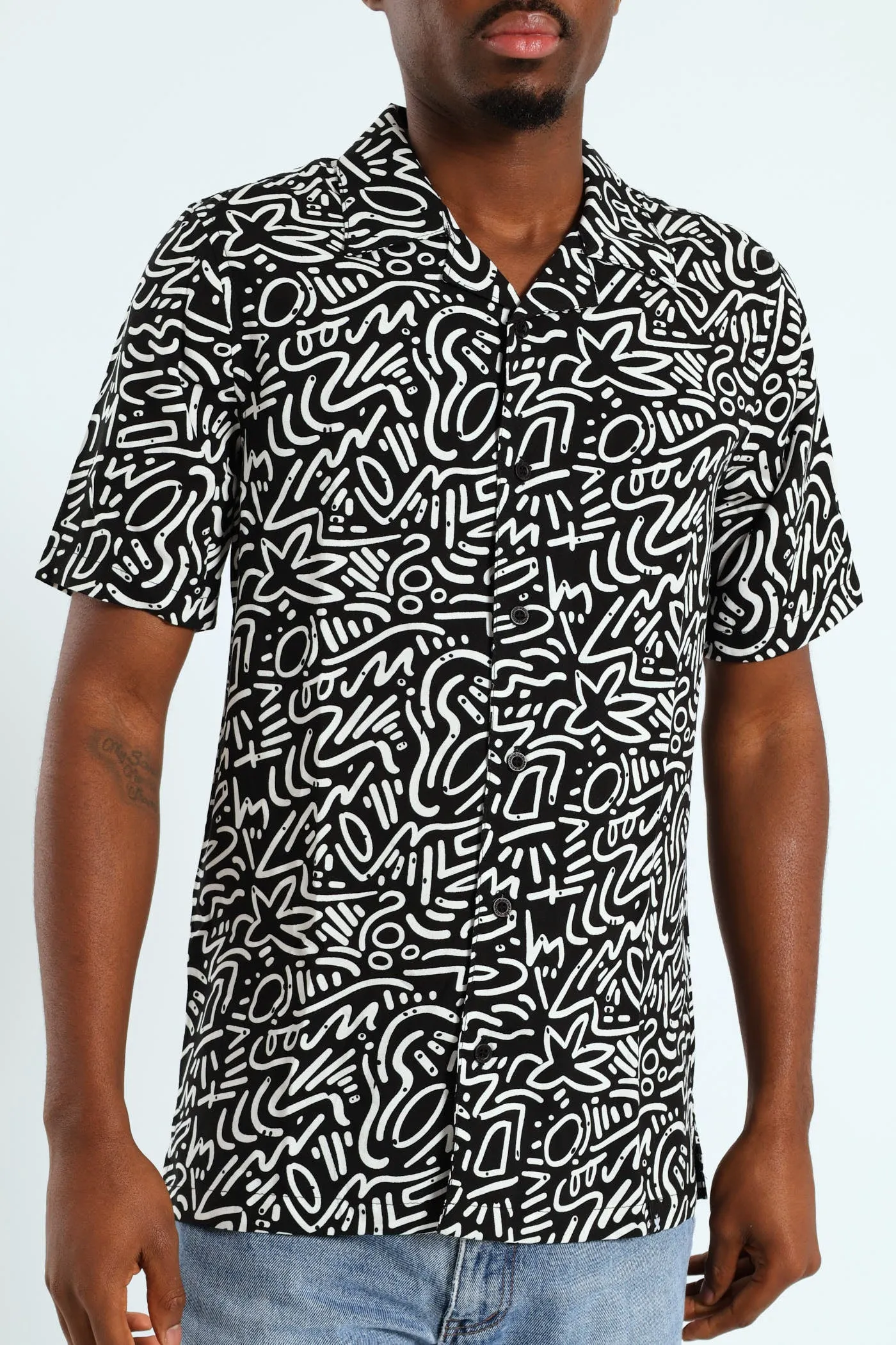 Short Sleeve Viscose Shirt - Black sold by Edgars