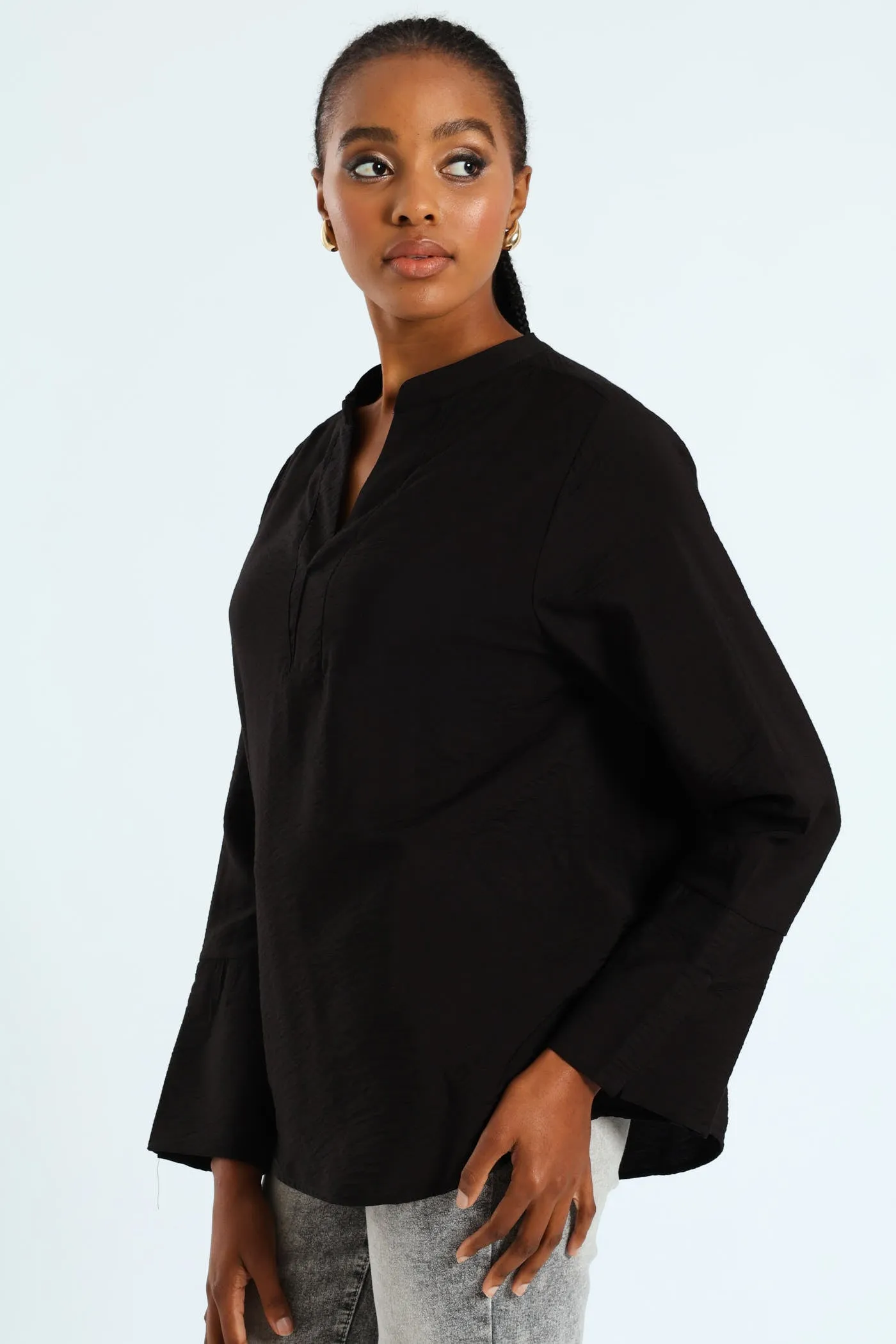 Half Placket Popover Blouse - Black sold by Edgars product image thumbnail 2