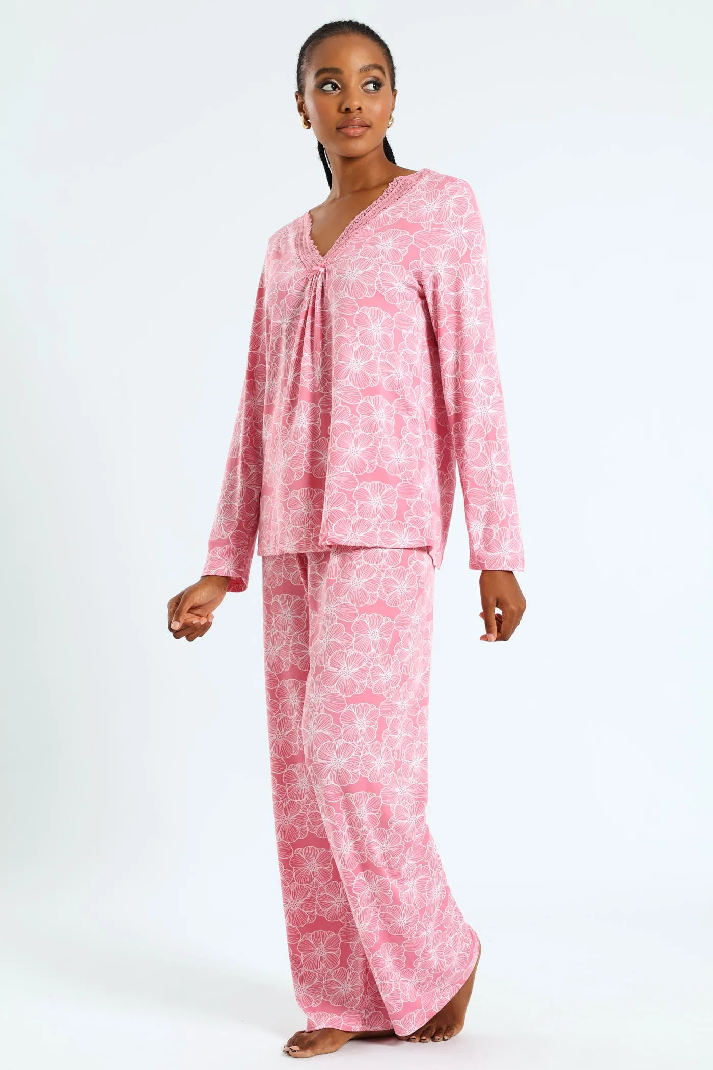 Long Sleeve Soft Touch Top & Pant Set - Pink sold by Edgars product image thumbnail 2