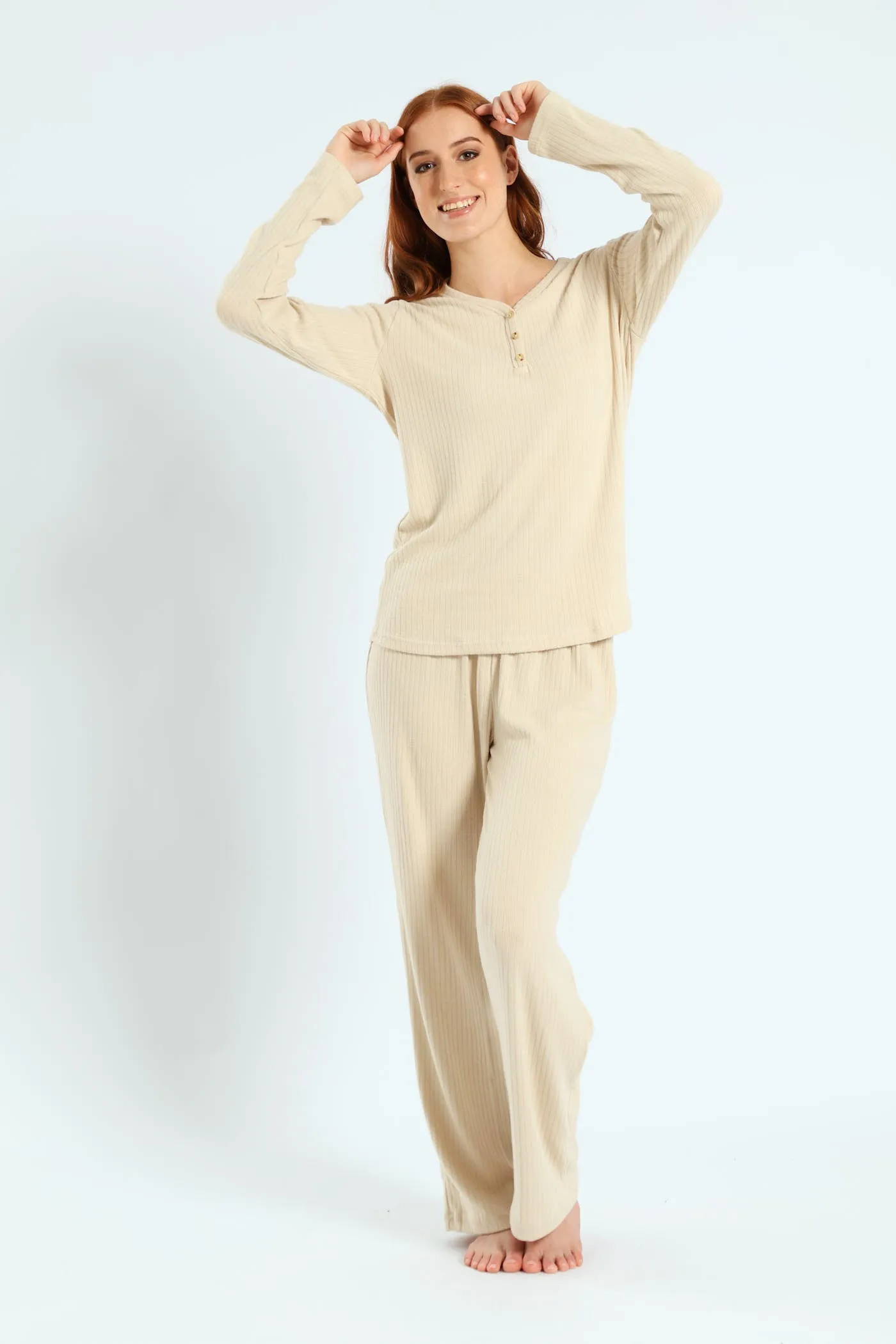 Long Sleeve Brushed Rib Tee - Beige sold by Edgars product image thumbnail 2