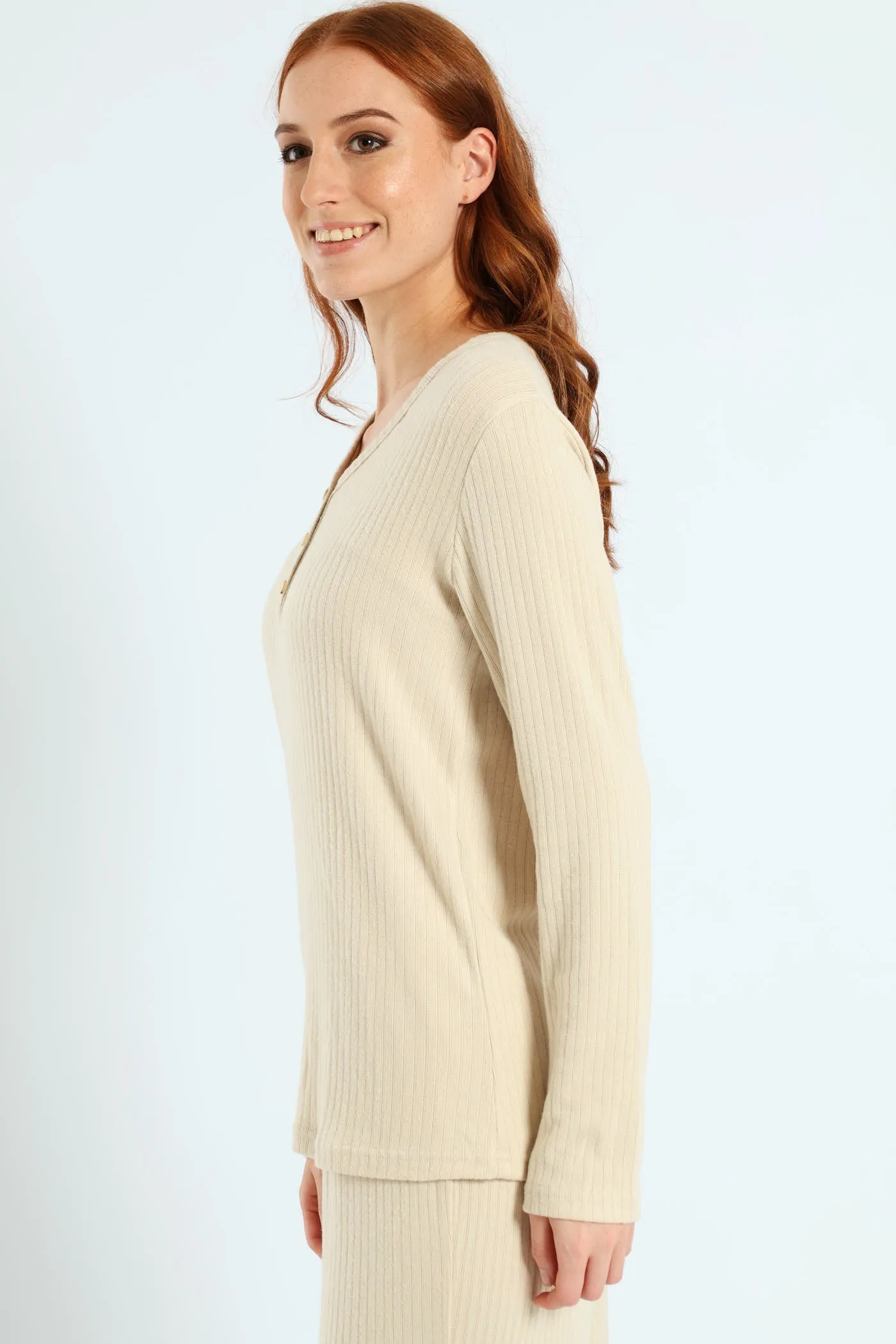 Long Sleeve Brushed Rib Tee - Beige sold by Edgars product image thumbnail 3