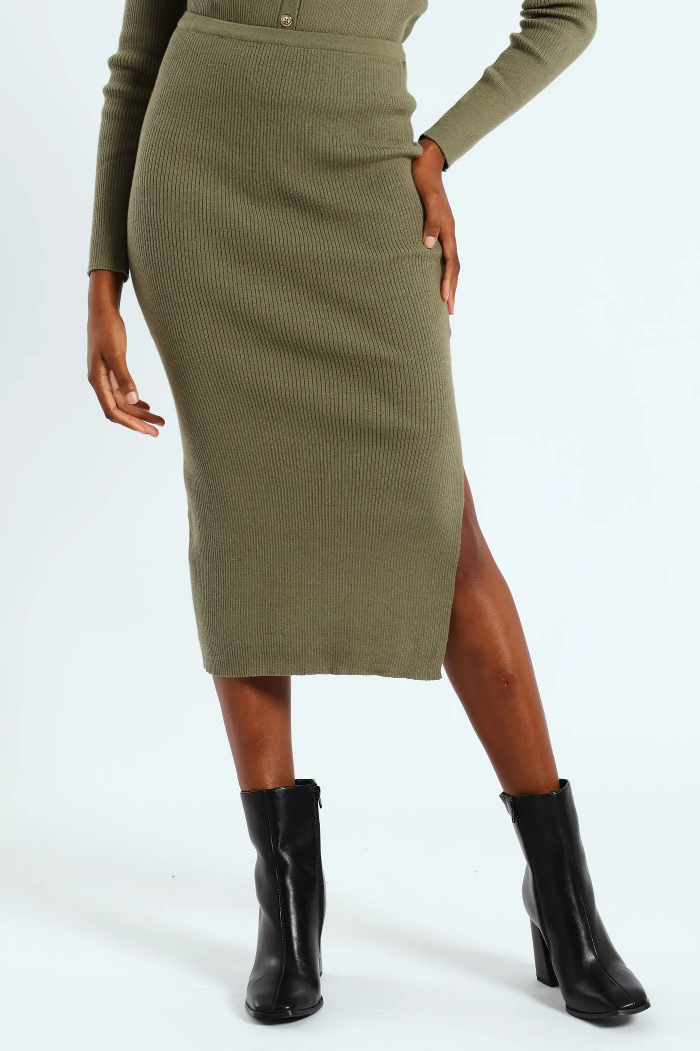 Pull-On Knitwear Skirt - Artichoke Green sold by Edgars