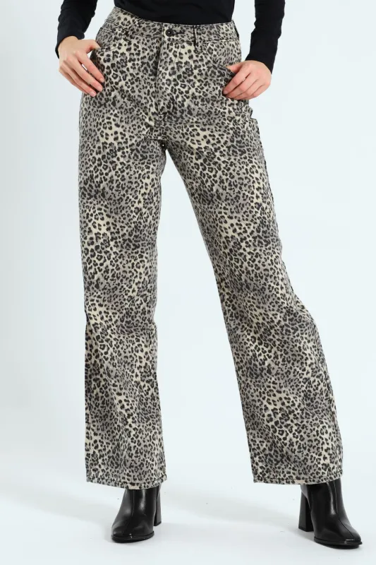 Wideleg Jeans - Animal Print sold by Edgars