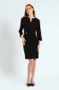 Notch Neck Work Pencil Dress - Black sold by Edgars