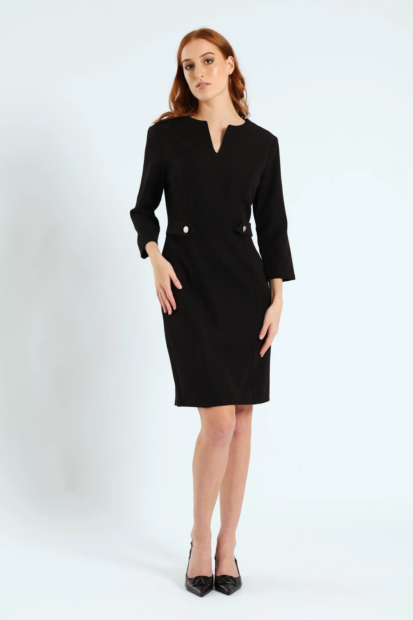 Notch Neck Work Pencil Dress - Black sold by Edgars product image thumbnail 2
