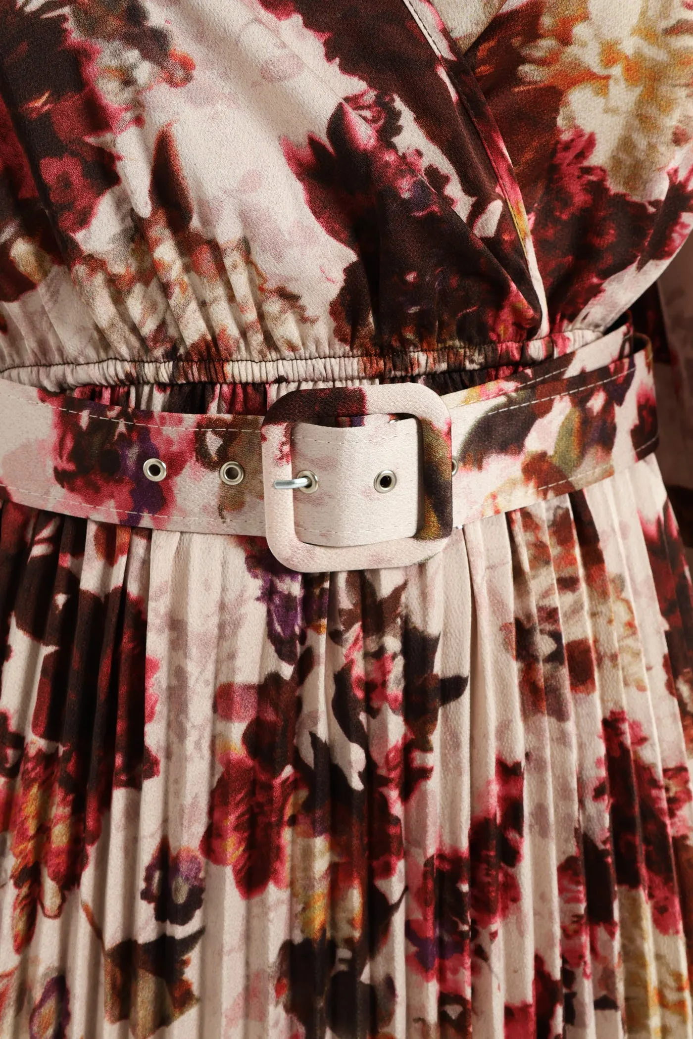 Pleated Satin Belted Wrap Maxi Dress - Cream sold by Edgars product image thumbnail 4