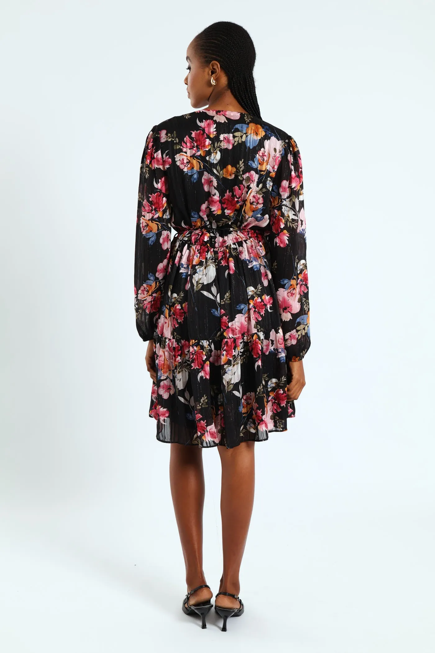 Wrap Waisted Frill Hem Tea Dress - Black sold by Edgars product image thumbnail 4