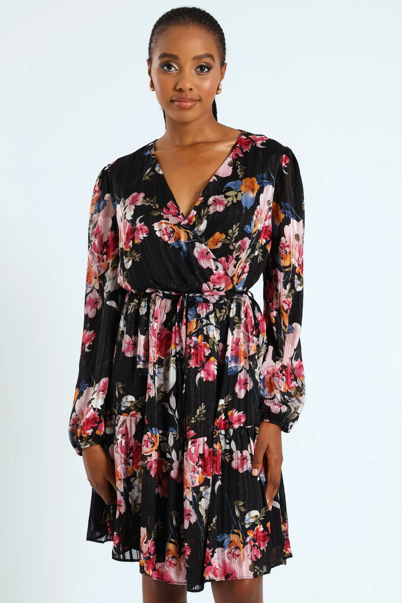 Wrap Waisted Frill Hem Tea Dress - Black sold by Edgars product image thumbnail 2