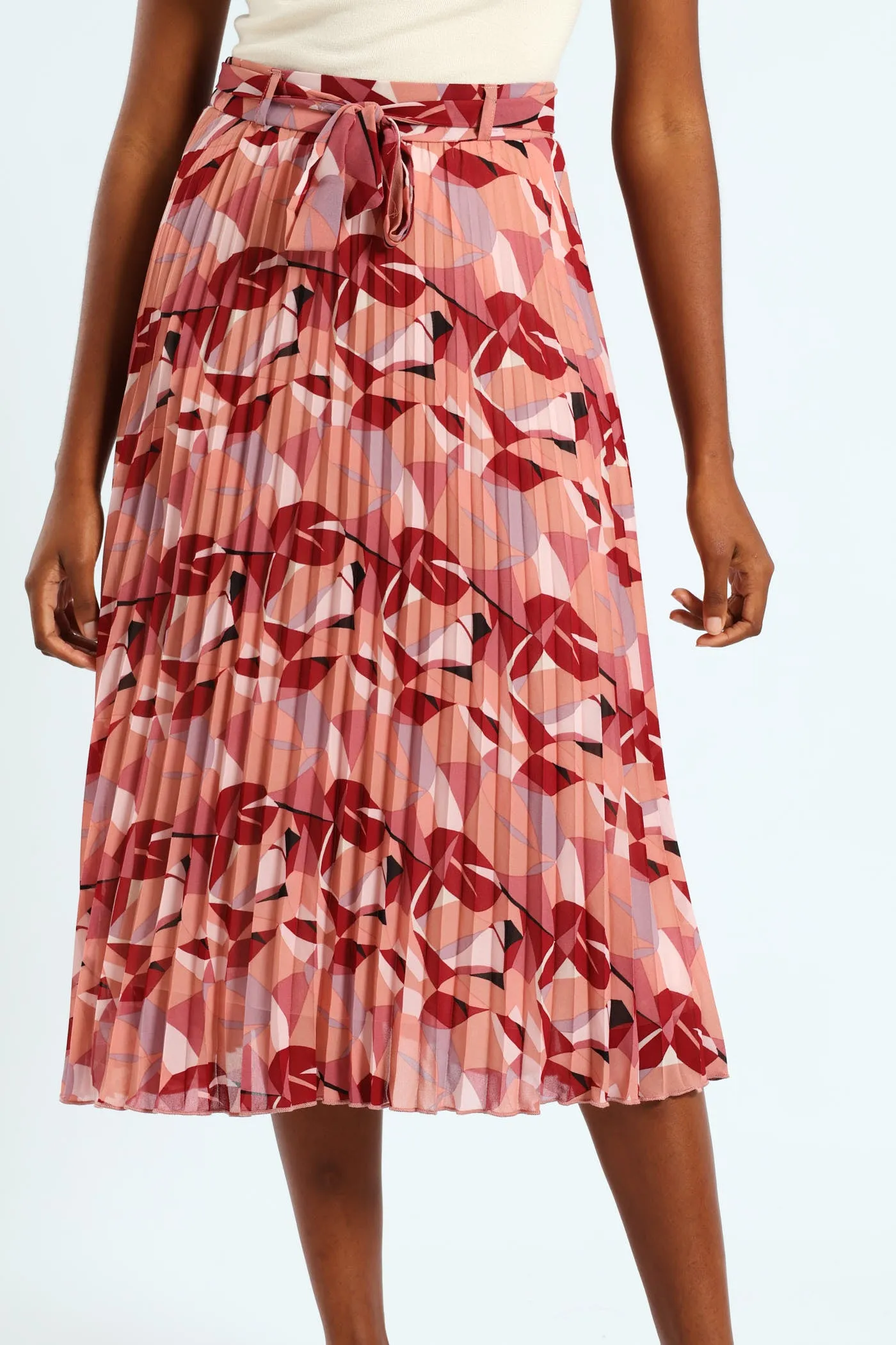 Sunray Geo Pleated Midi Skirt sold by Edgars