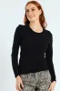 Long Sleeve Cotton Lycra Crew Top - Black sold by Edgars