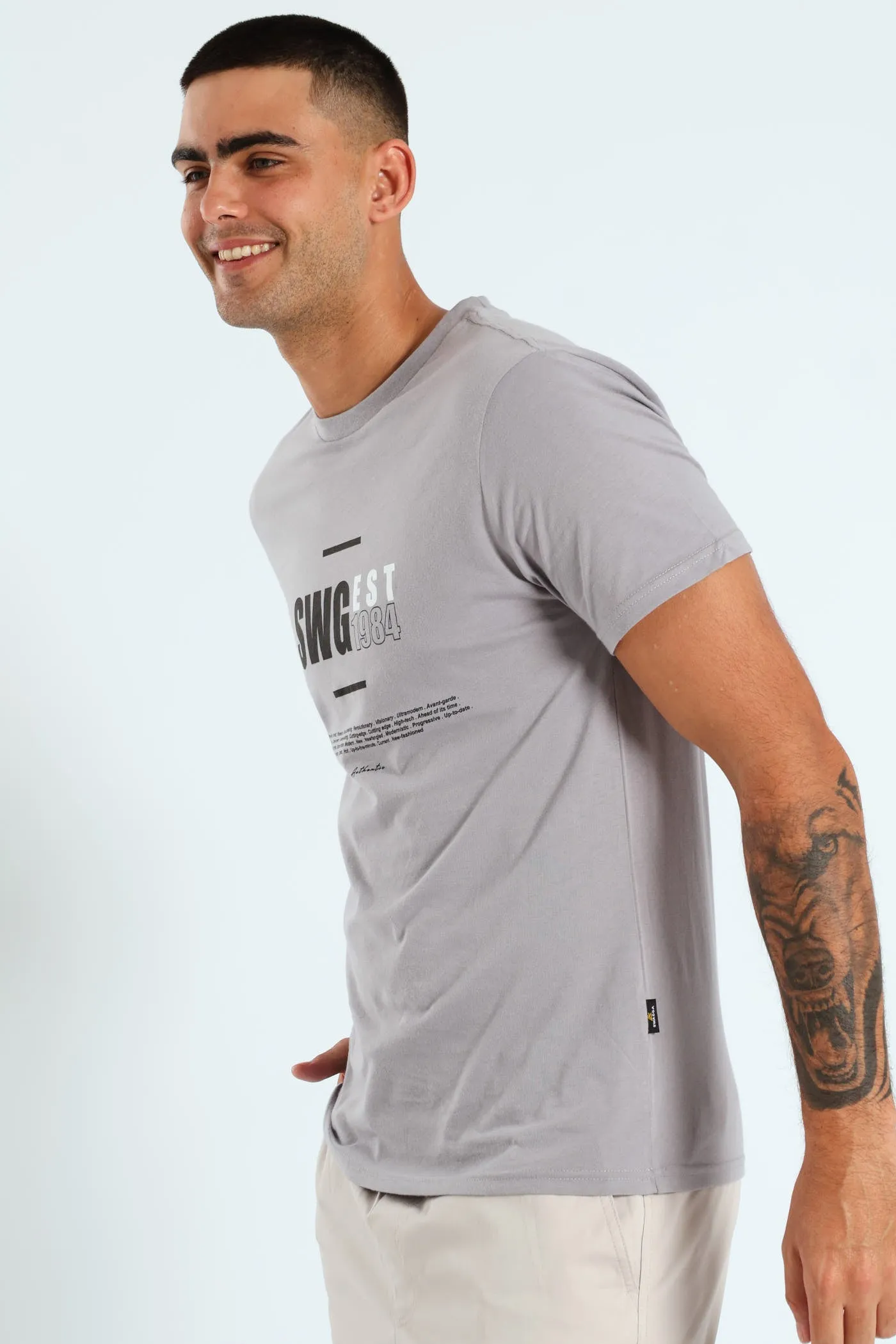 Short Sleeve Basic Print T-Shirt - Light Grey sold by Edgars product image thumbnail 2