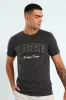 Short Sleeve Basic Print T-Shirt - Charcoal sold by Edgars